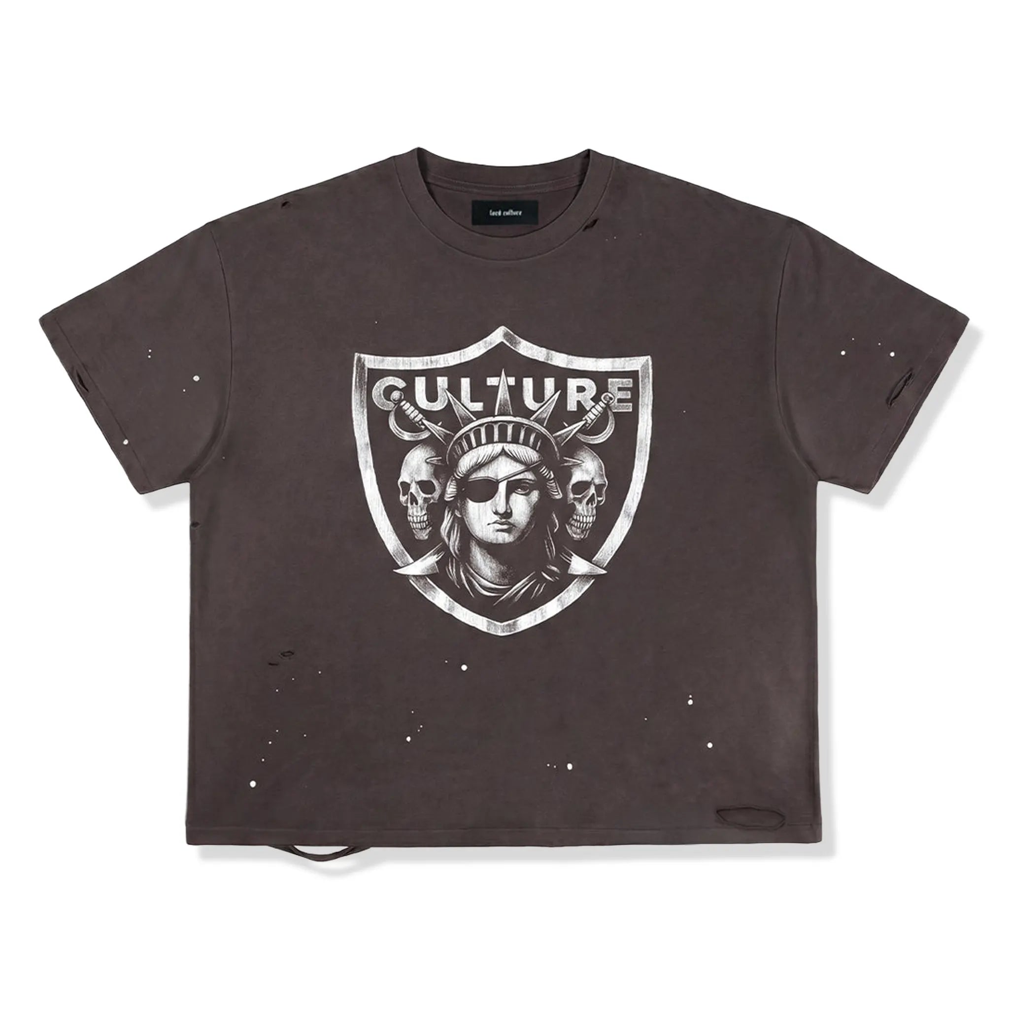 Front View of Lord Culture Raider Washed Grey Brown T-Shirt